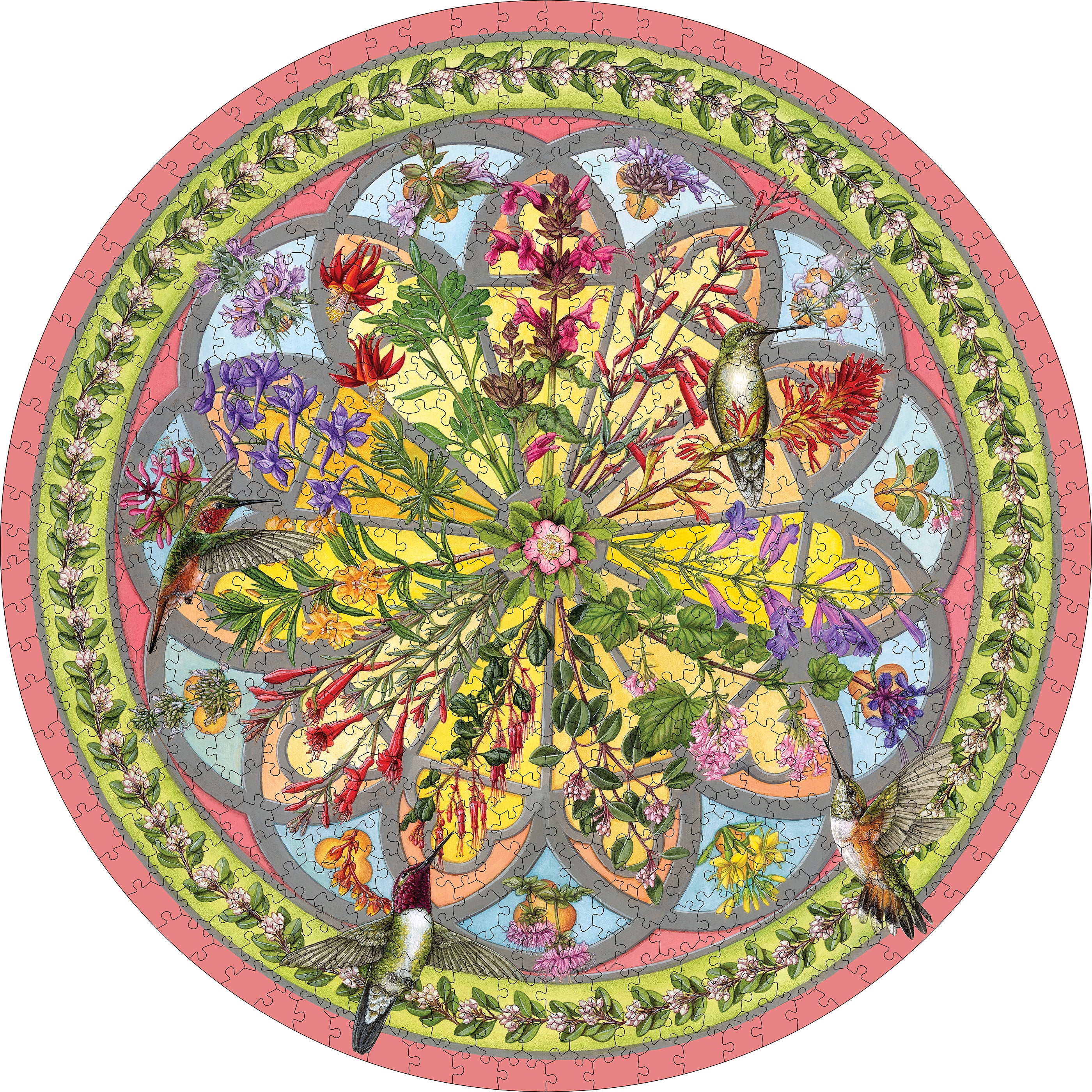 pomegranate-hunter-floral-compass-puzzle-rund-500-teile image 2
