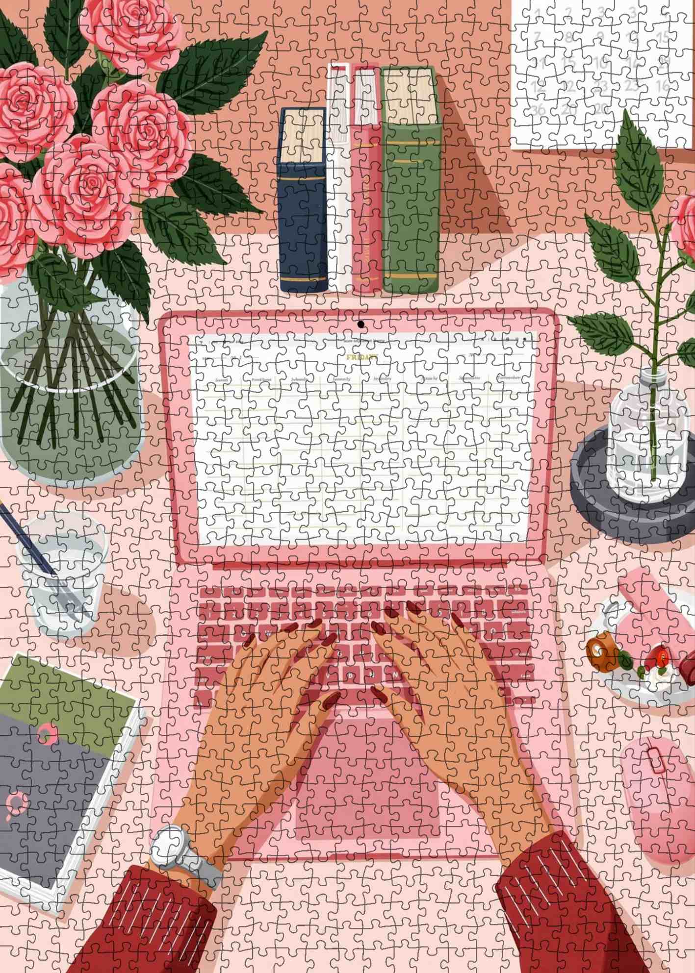 tucocoo-pink-workspace-serenity-puzzle-1000-teile-rosa image 2