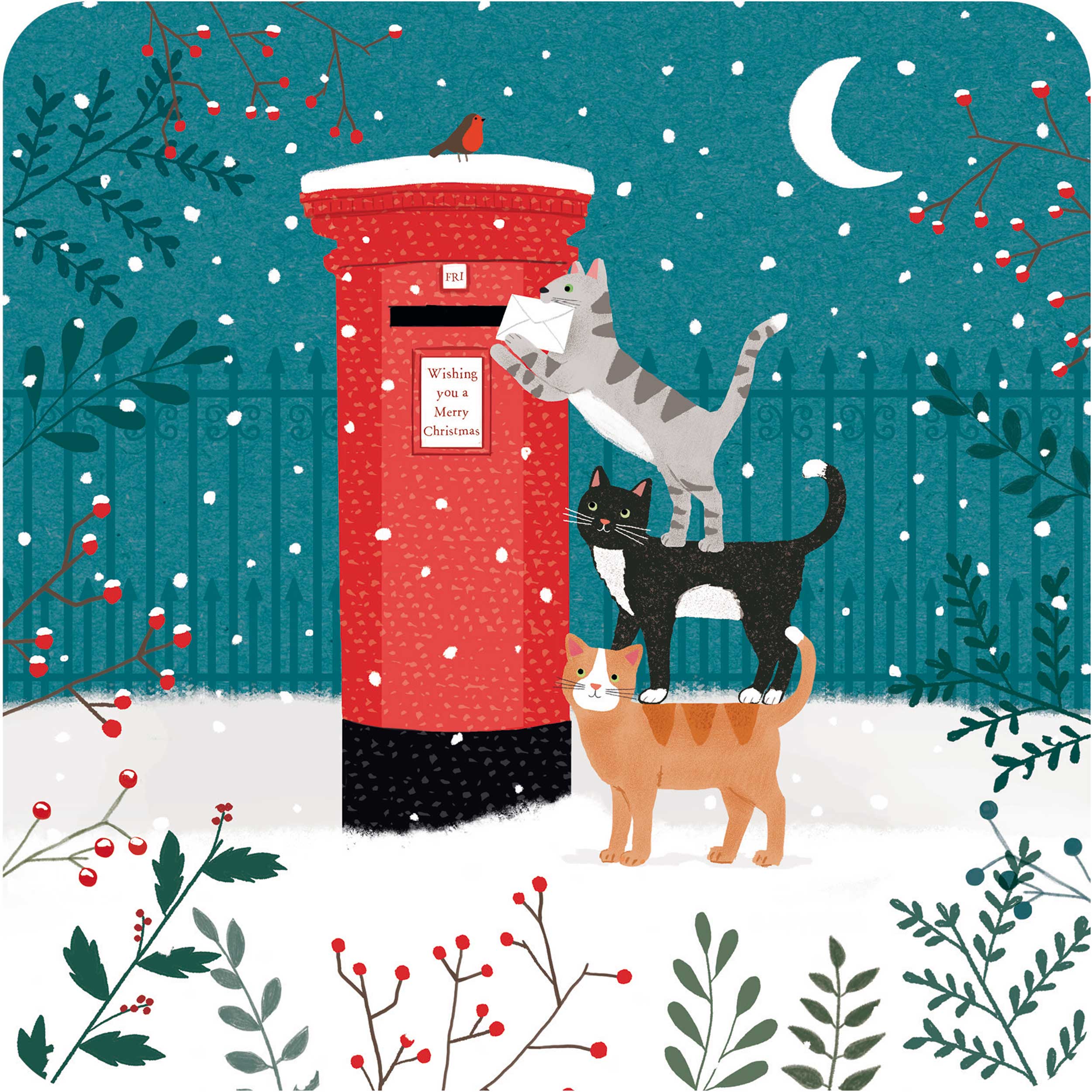 otter-house-christmas-moonlight-cats-weihnachtskarten-10er-katze image 1