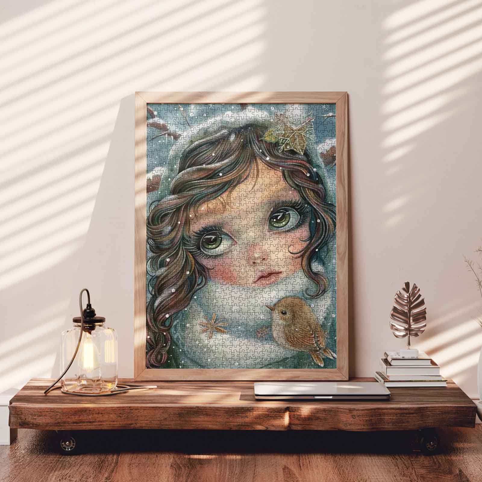 tucocoo-jigsaw-puzzles-snowy-girl-with-bird-puzzle-1000-teile-winter image 3