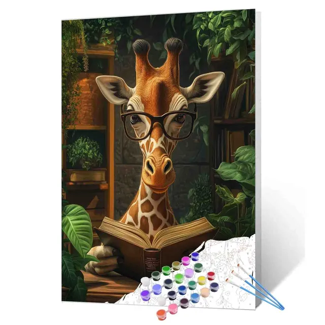 tucocoo-giraffe-scholar-in-study-room-malen-nach-zahlen-40x50 image 1