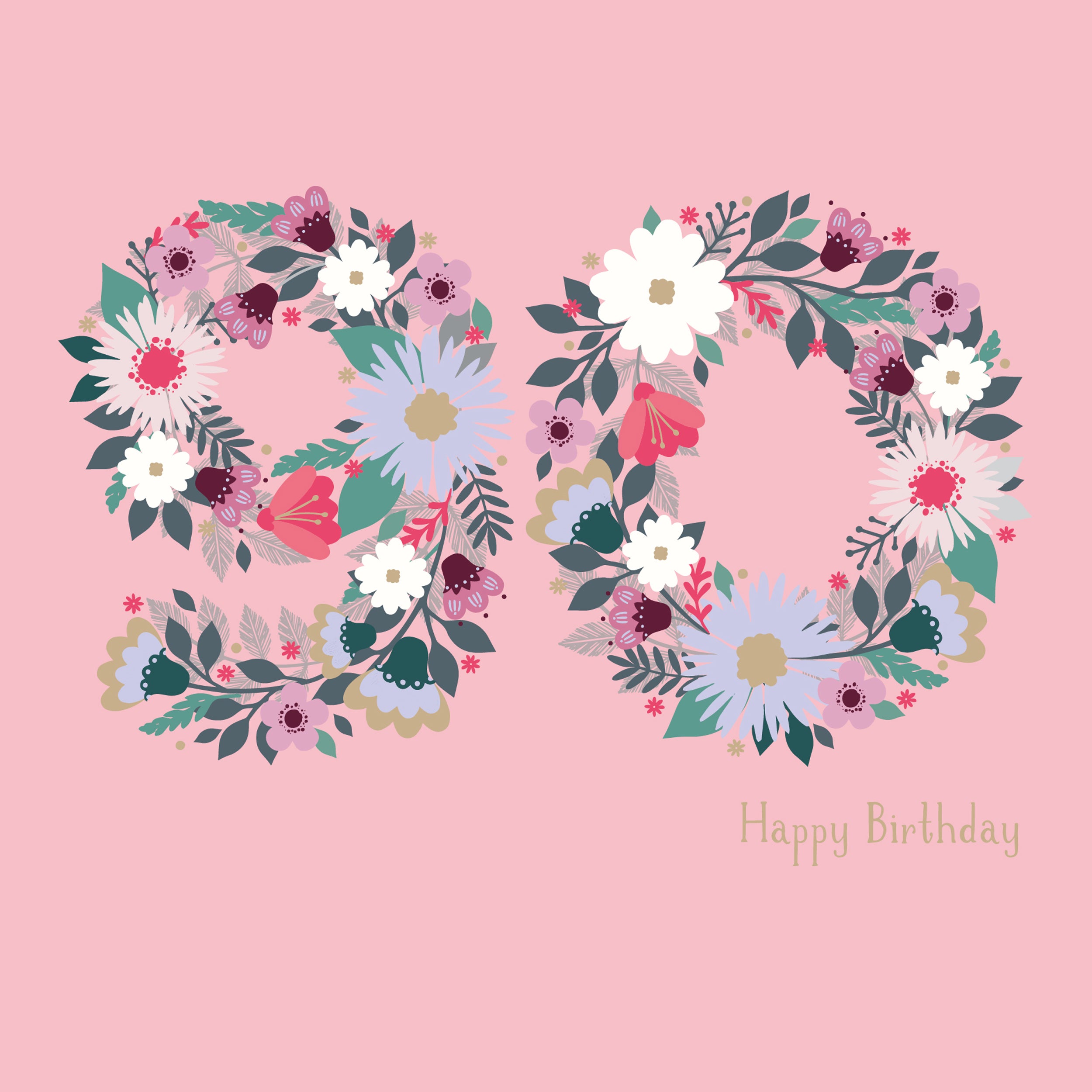 otter-house-age-to-celebrate-90-geburtstagskarte-floral image 1