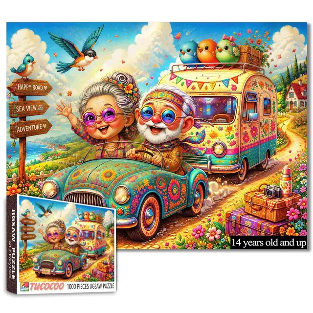 tucocoo-happy-senior-couple-road-trip-puzzle-1000-teile-senioren image 1