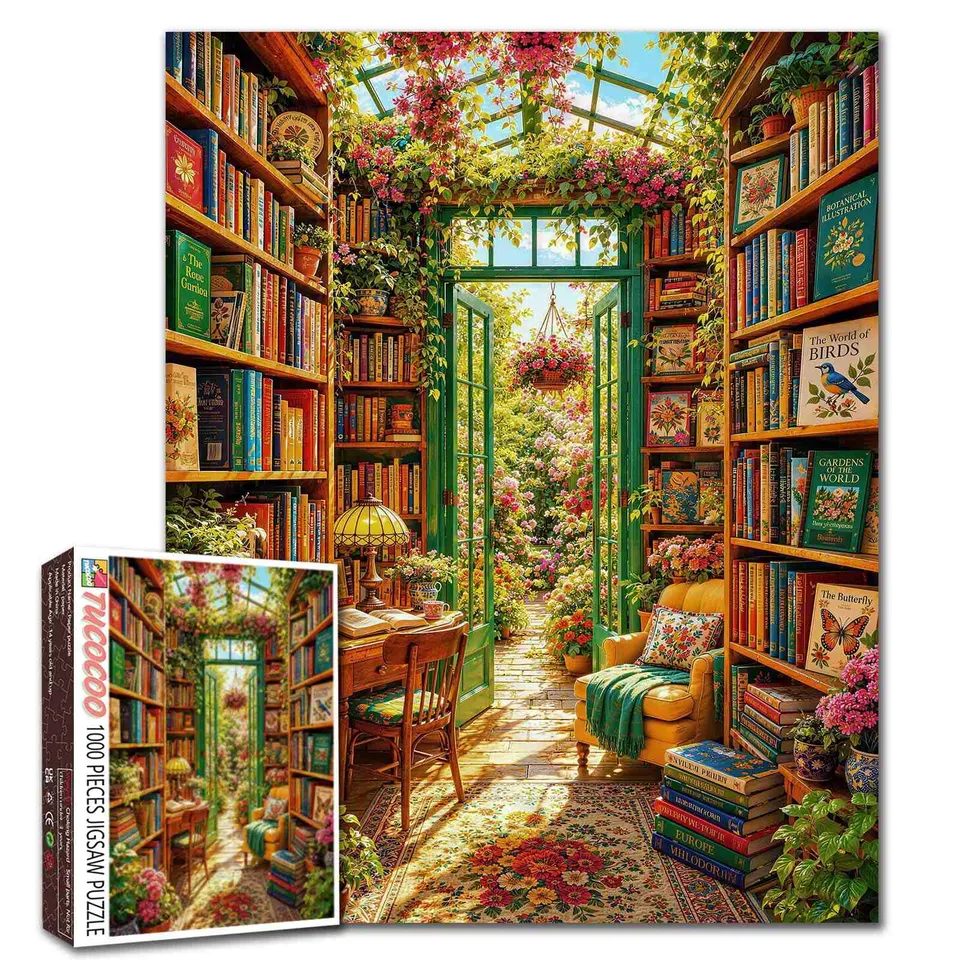 tucocoo-secret-garden-library-puzzle-1000-teile-bibliothek image 1