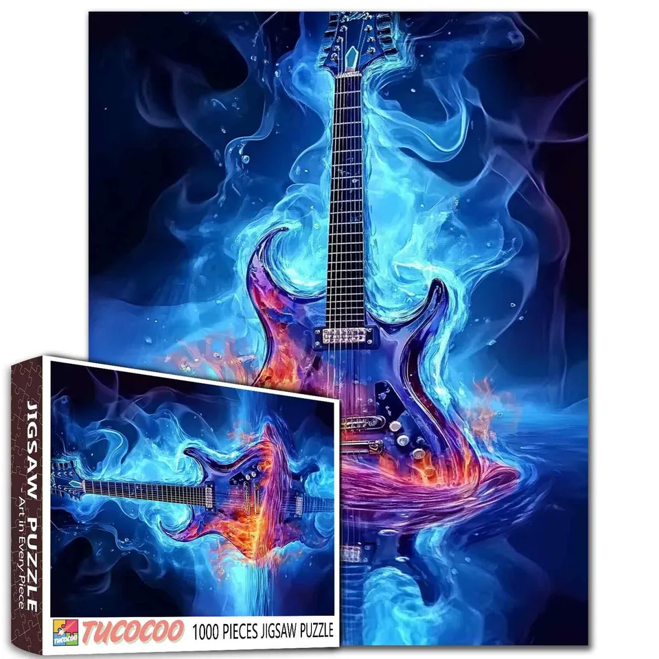 tucocoo-burning-electric-guitar-puzzle-1000-teile-gitarre image 1