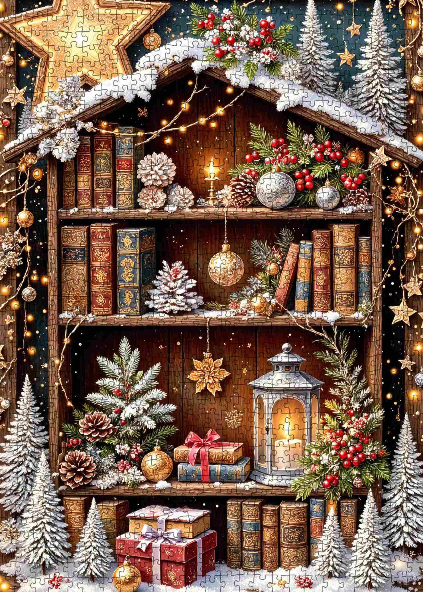 tucocoo-christmas-bookshelf-puzzle-1000-teile-regal image 2
