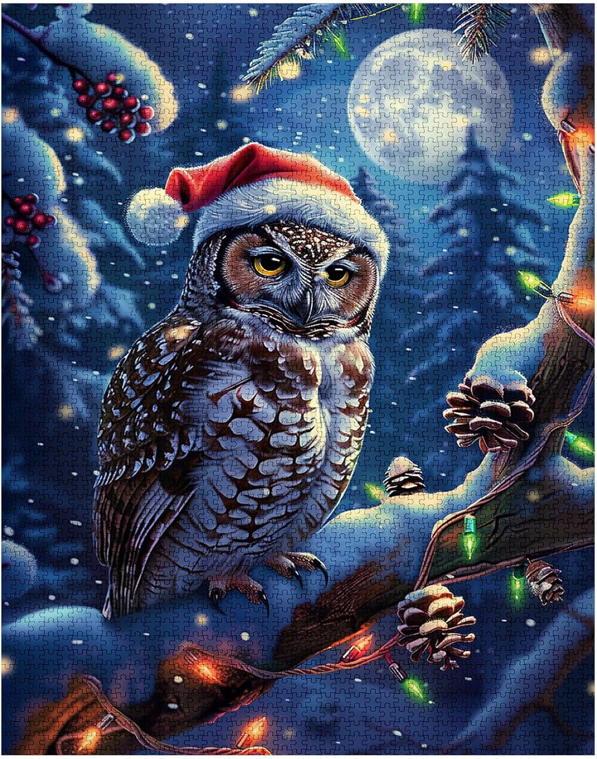 tucocoo-owl-christmas-hat-puzzle-1000-teile-weihnachten-eule image 2