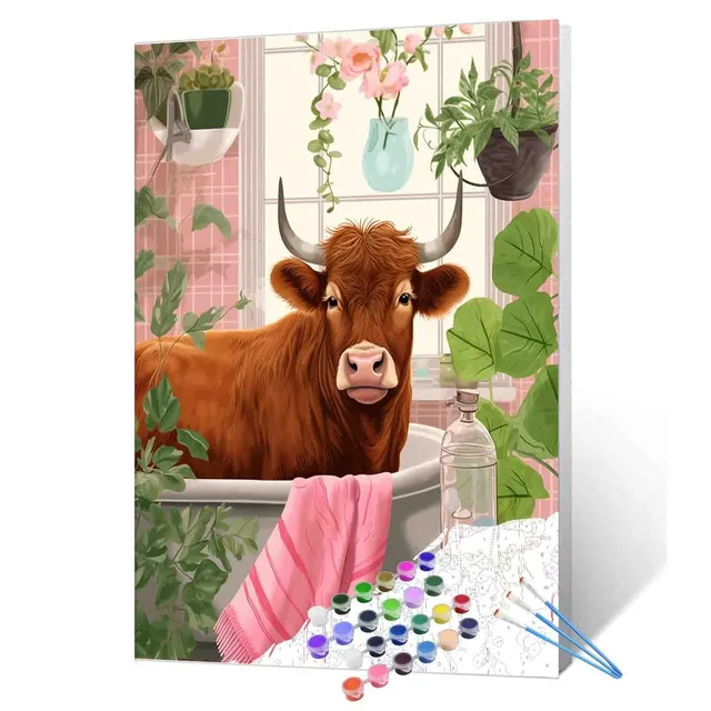 tucocoo-bathtub-highland-cow-malen-nach-zahlen-40x50-kuh image 1