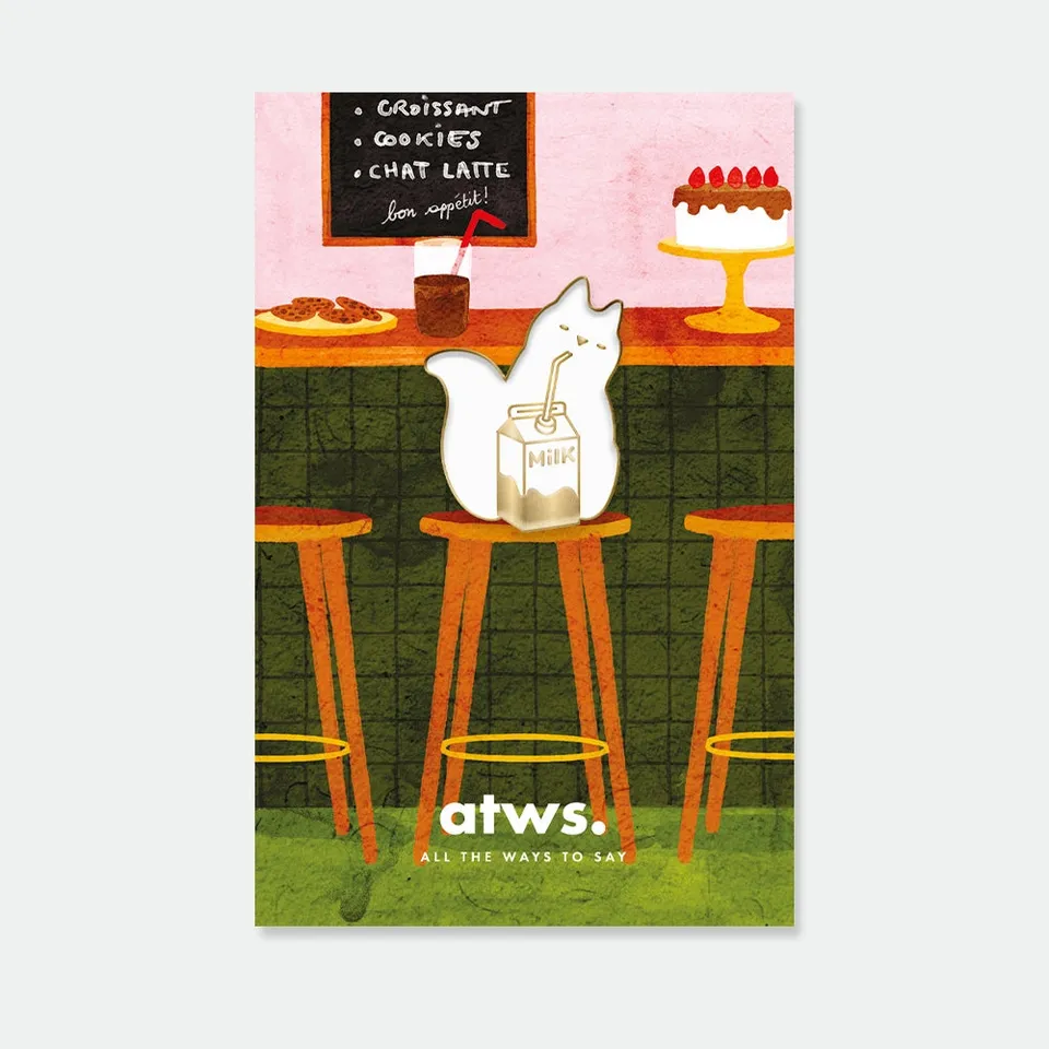 all-the-ways-to-say-pins-cat-milk-emaille-pin-katze-gold image 1