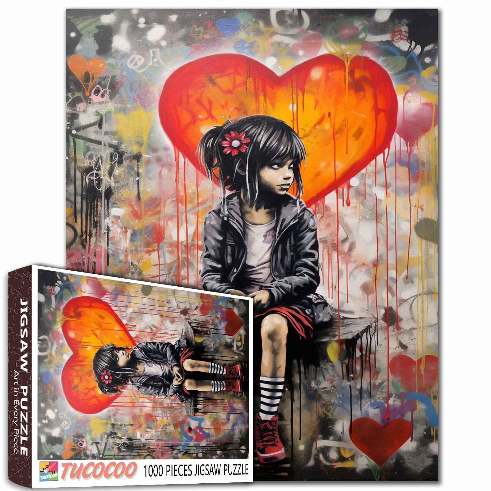 tucocoo-girl-heart-balloon-puzzle-1000-teile-graffiti image 1