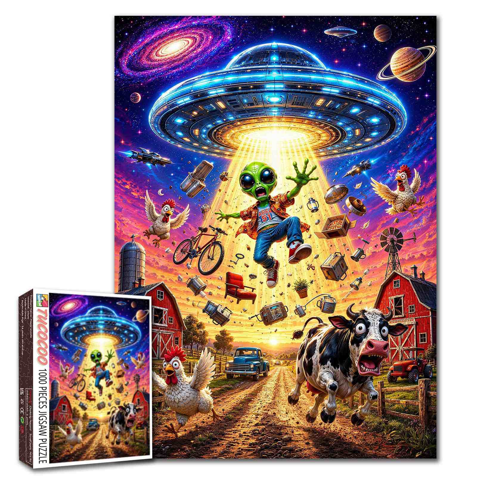 tucocoo-funny-alien-ufo-farm-puzzle-1000-teile-lustig image 1