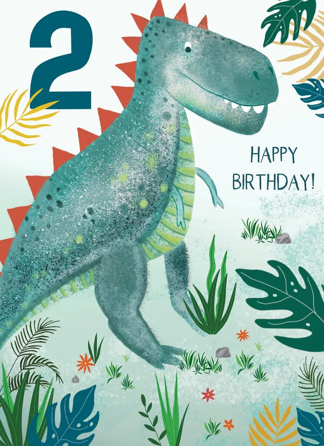 otter-house-party-time-geburtstagskarte-2-jahre-dinosaurier image 1