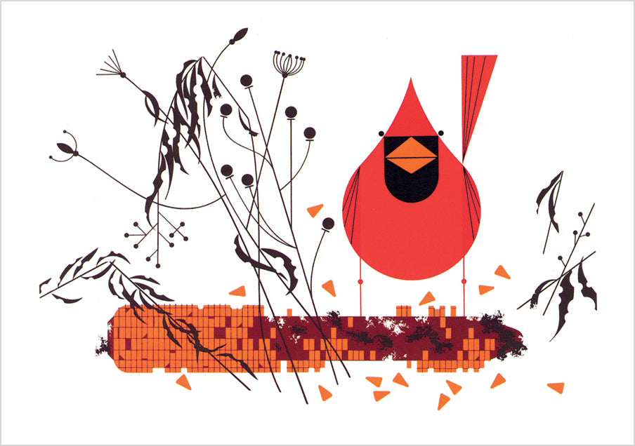 pomegranate-charley-harper-red-and-fed-klappkarte-blanko-vogel image 1