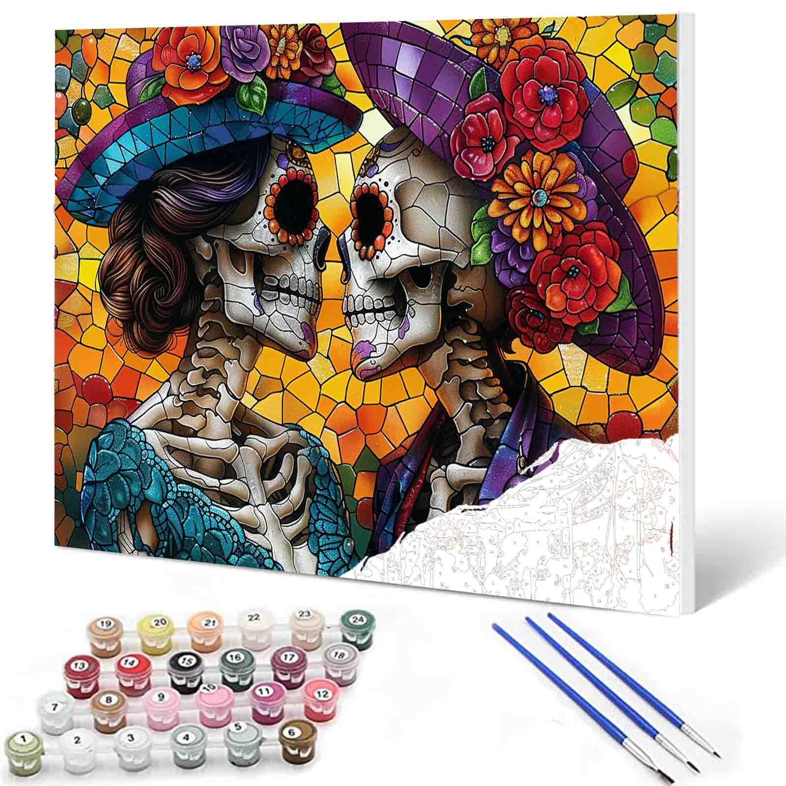 tucocoo-loving-skeleton-couple-malen-nach-zahlen-40x50-liebe image 1