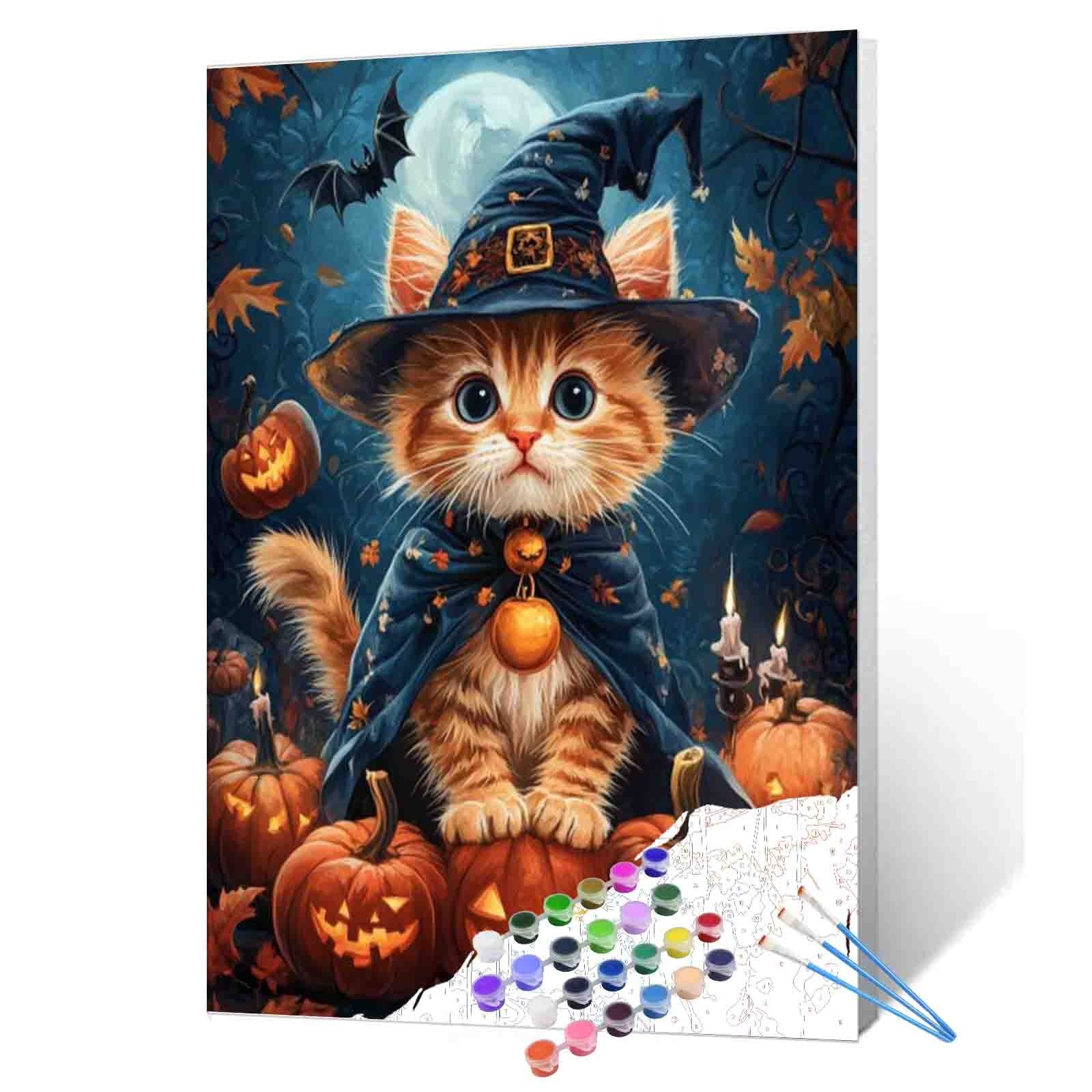 tucocoo-halloween-kitten-wizard-malen-nach-zahlen-ohne-rahmen-katze image 1