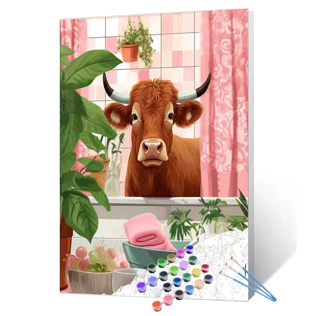 tucocoo-cute-cow-in-bathtub-malen-nach-zahlen-40x50-kuh image 1
