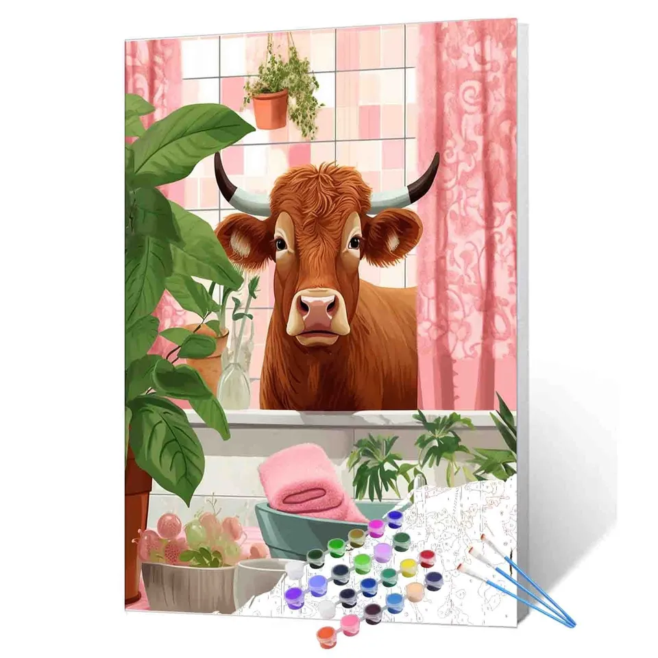 tucocoo-cute-cow-in-bathtub-malen-nach-zahlen-40x50-kuh image 1