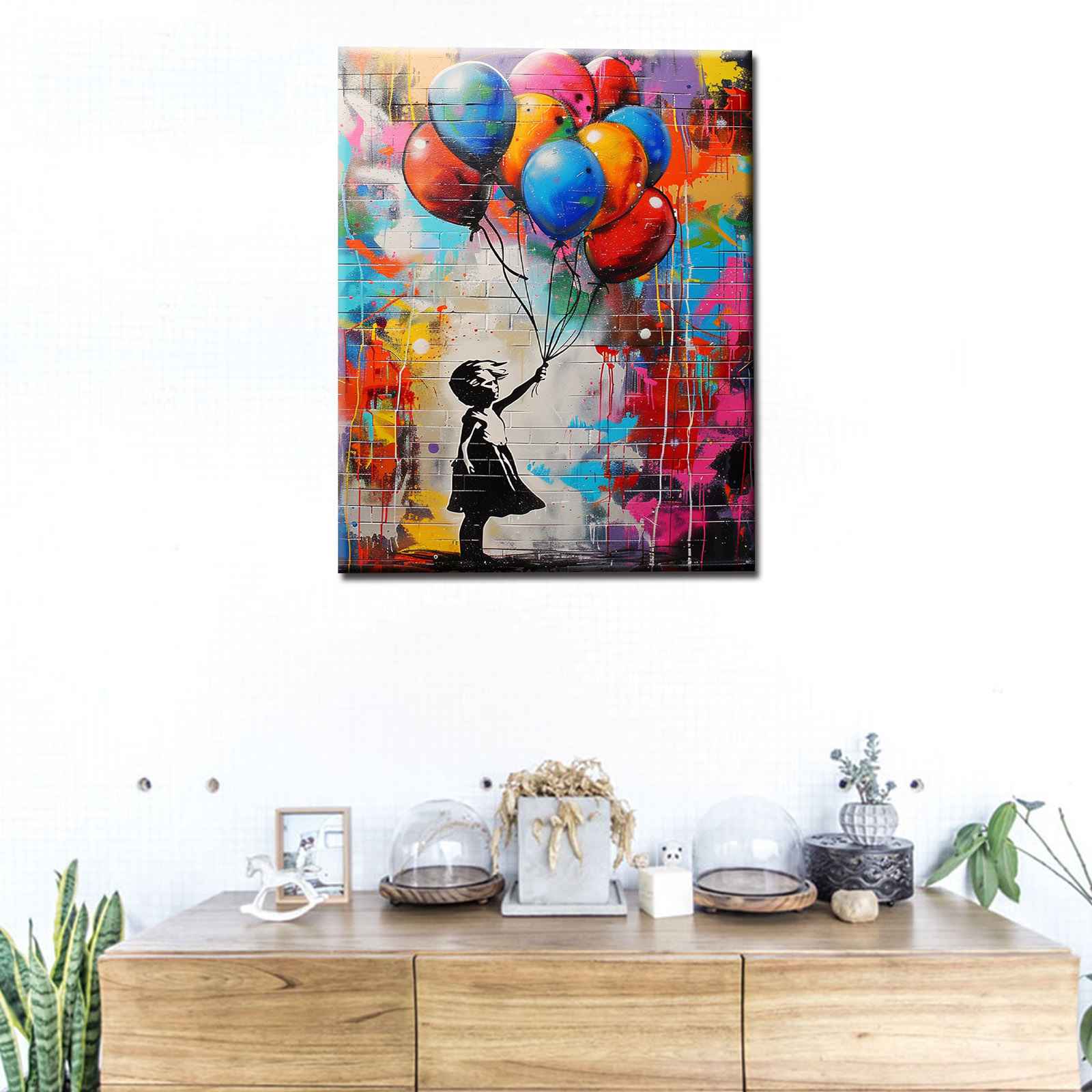 tucocoo-girl-with-balloons-leinwandbild-40x50cm-graffiti-gerahmt image 2