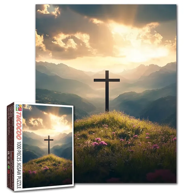 tucocoo-sunset-cross-hill-puzzle-1000-teile-kreuz image 1