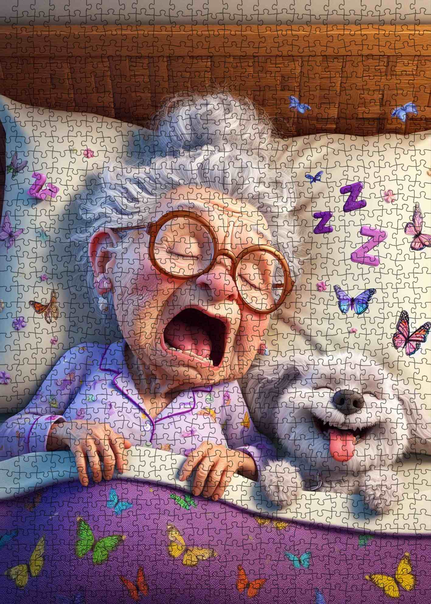 tucocoo-jigsaw-puzzles-yawning-grandma-puzzle-1000-teile-bett image 2