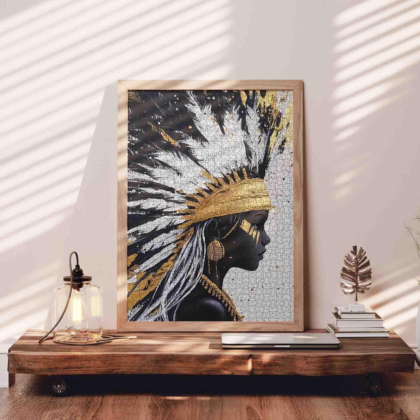 tucocoo-golden-feathered-headdress-puzzle-1000-teile-frau image 3