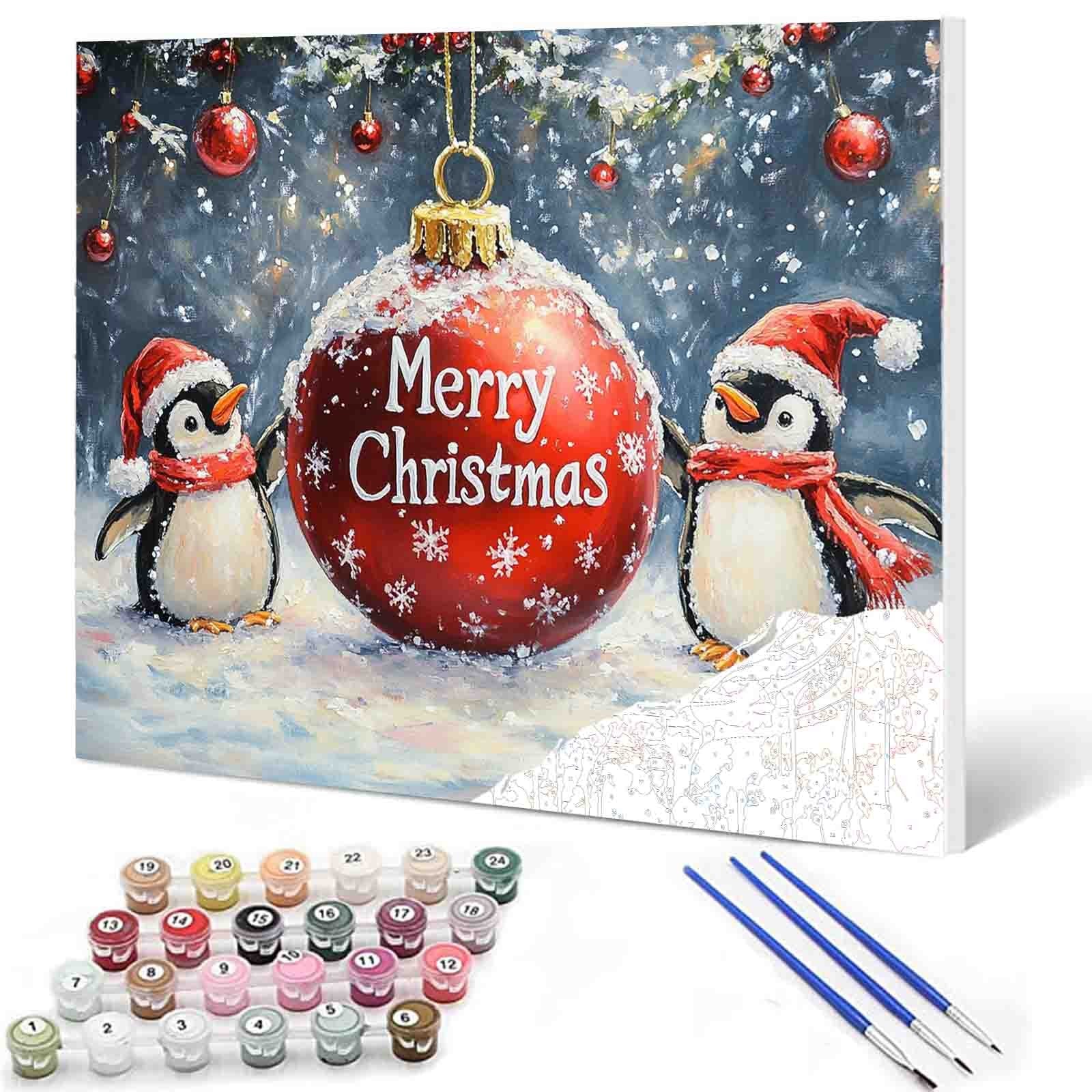 tucocoo-paint-by-numbers-pinguine-weihnachten-malen-nach-zahlen-40x50 image 1