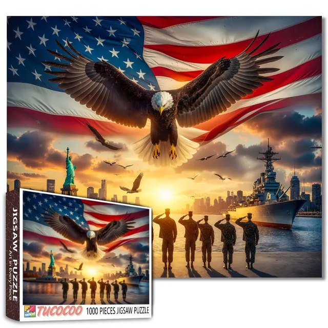 tucocoo-patriotic-eagle-soldiers-puzzle-1000-teile-usa image 1
