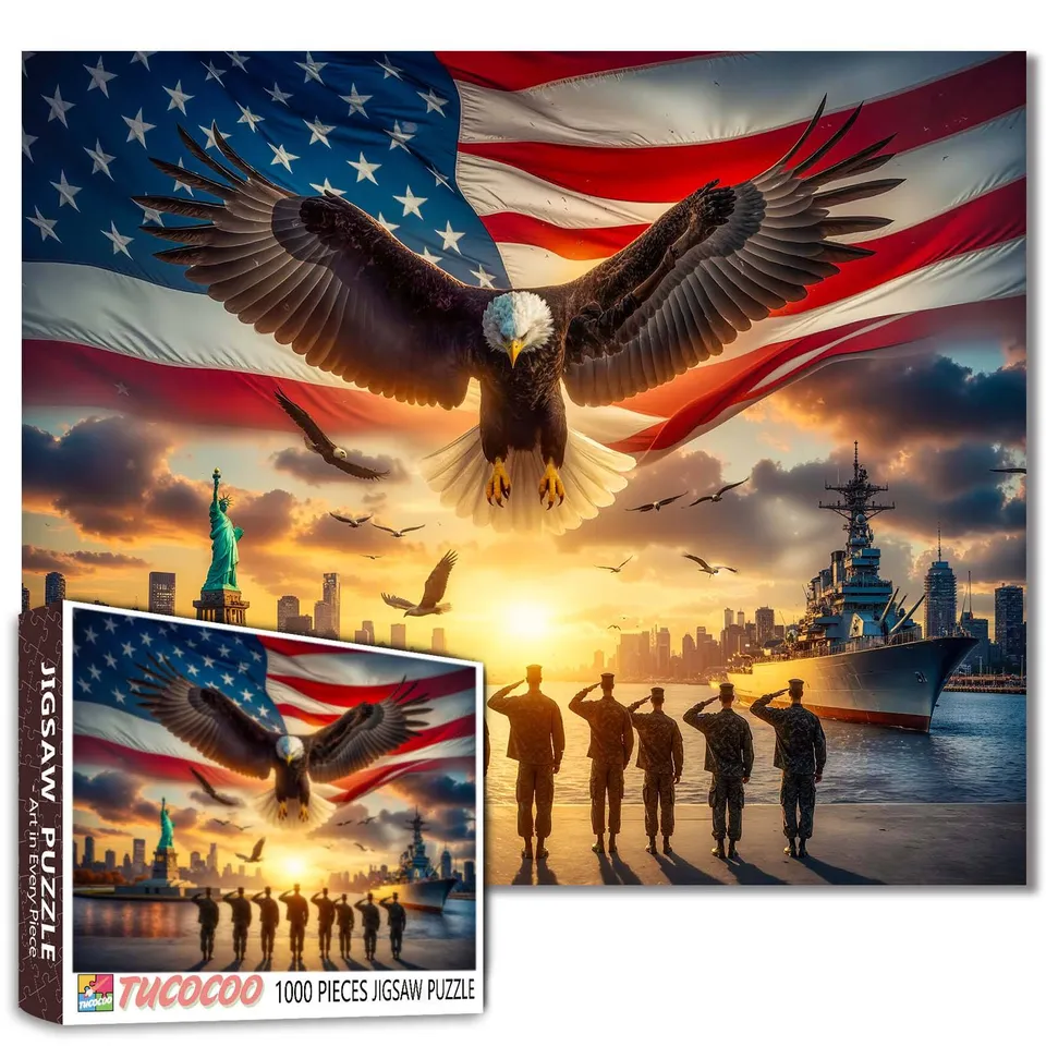tucocoo-patriotic-eagle-soldiers-puzzle-1000-teile-usa image 1