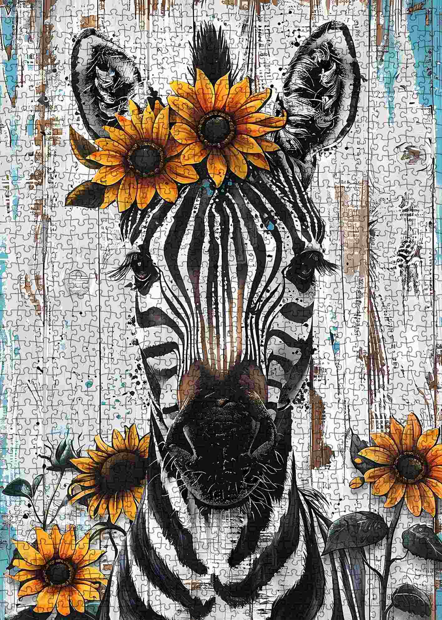tucocoo-zebra-with-sunflowers-puzzle-1000-teile-zebra image 2