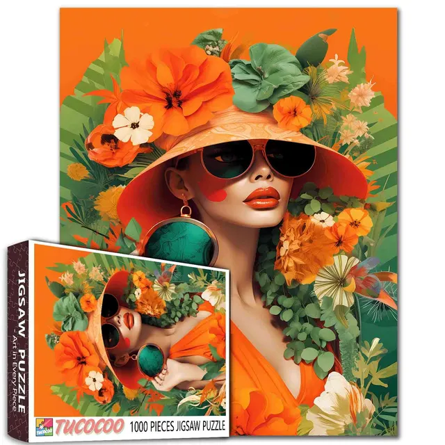 tucocoo-girl-in-flower-hat-puzzle-1000-teile-blumenhut image 1