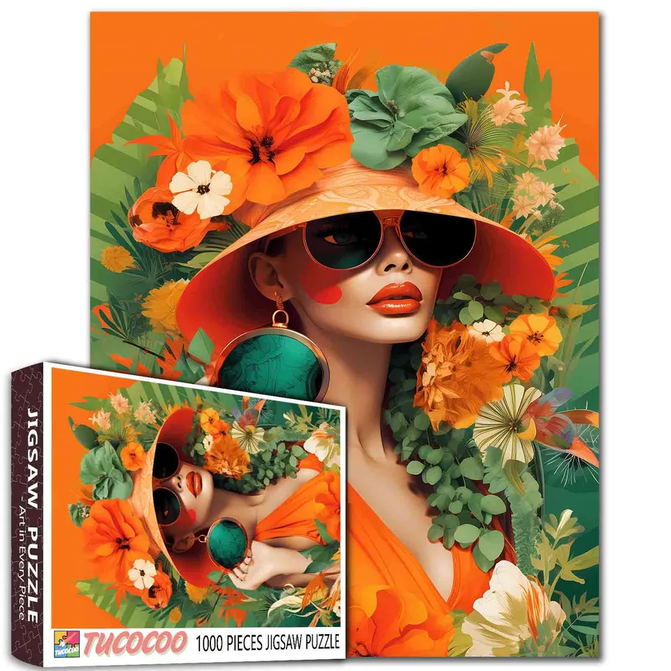 tucocoo-girl-in-flower-hat-puzzle-1000-teile-blumenhut image 1