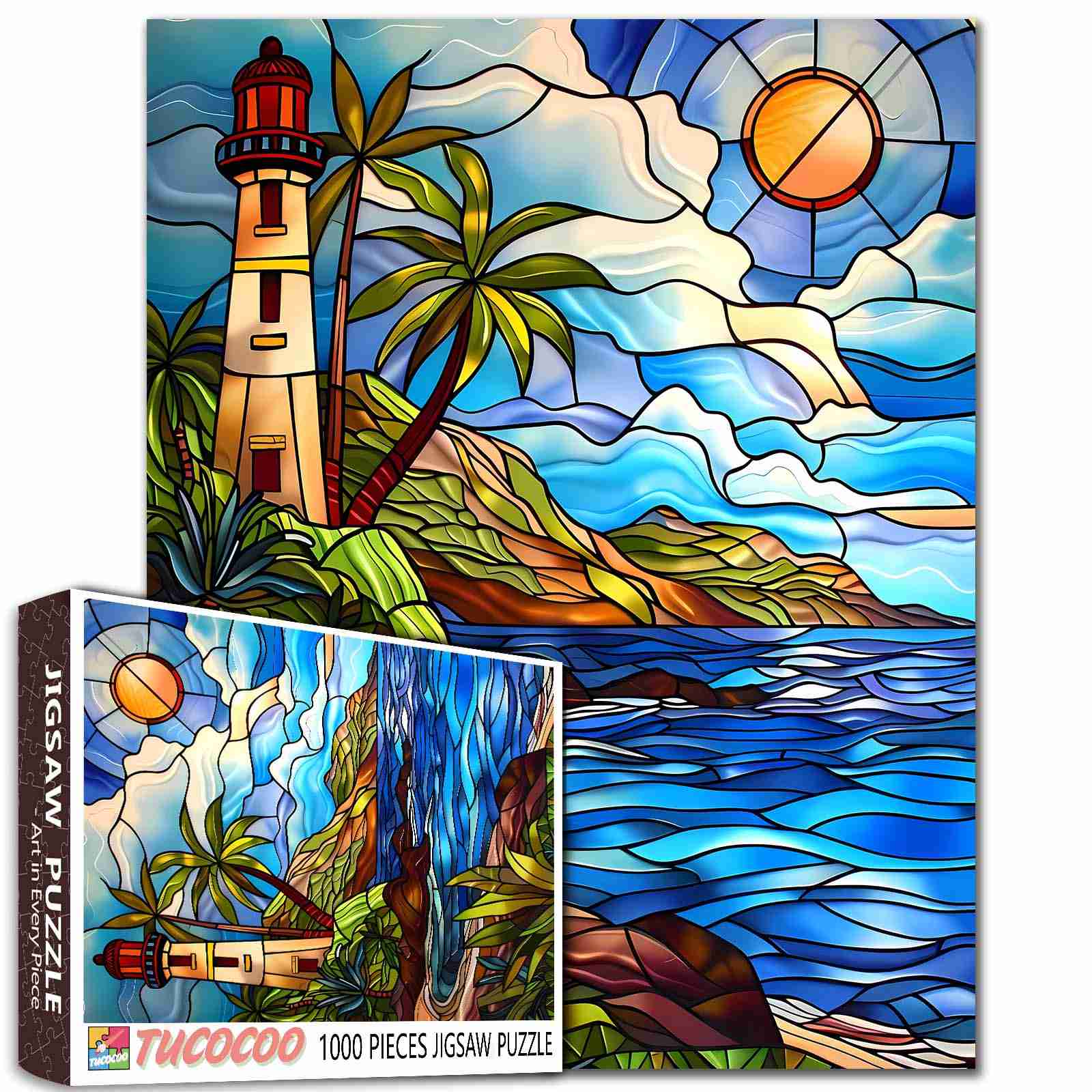 tucocoo-lighthouse-stained-glass-puzzle-1000-teile-meer image 1