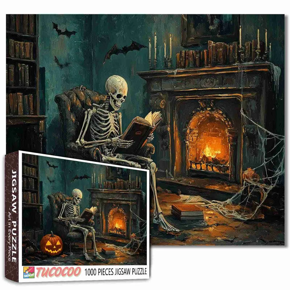 tucocoo-skeleton-reading-fireplace-puzzle-1000-teile image 1