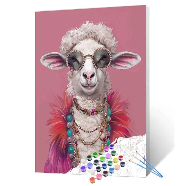 tucocoo-paint-by-numbers-glam-diva-schaf-malen-nach-zahlen-40x50-ohne-rahmen image 1