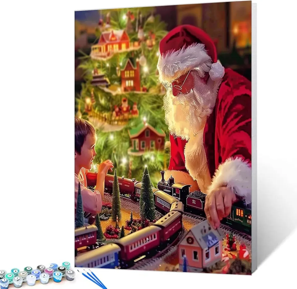tucocoo-santa-s-gift-train-malen-nach-zahlen-40x50-weihnachten image 1
