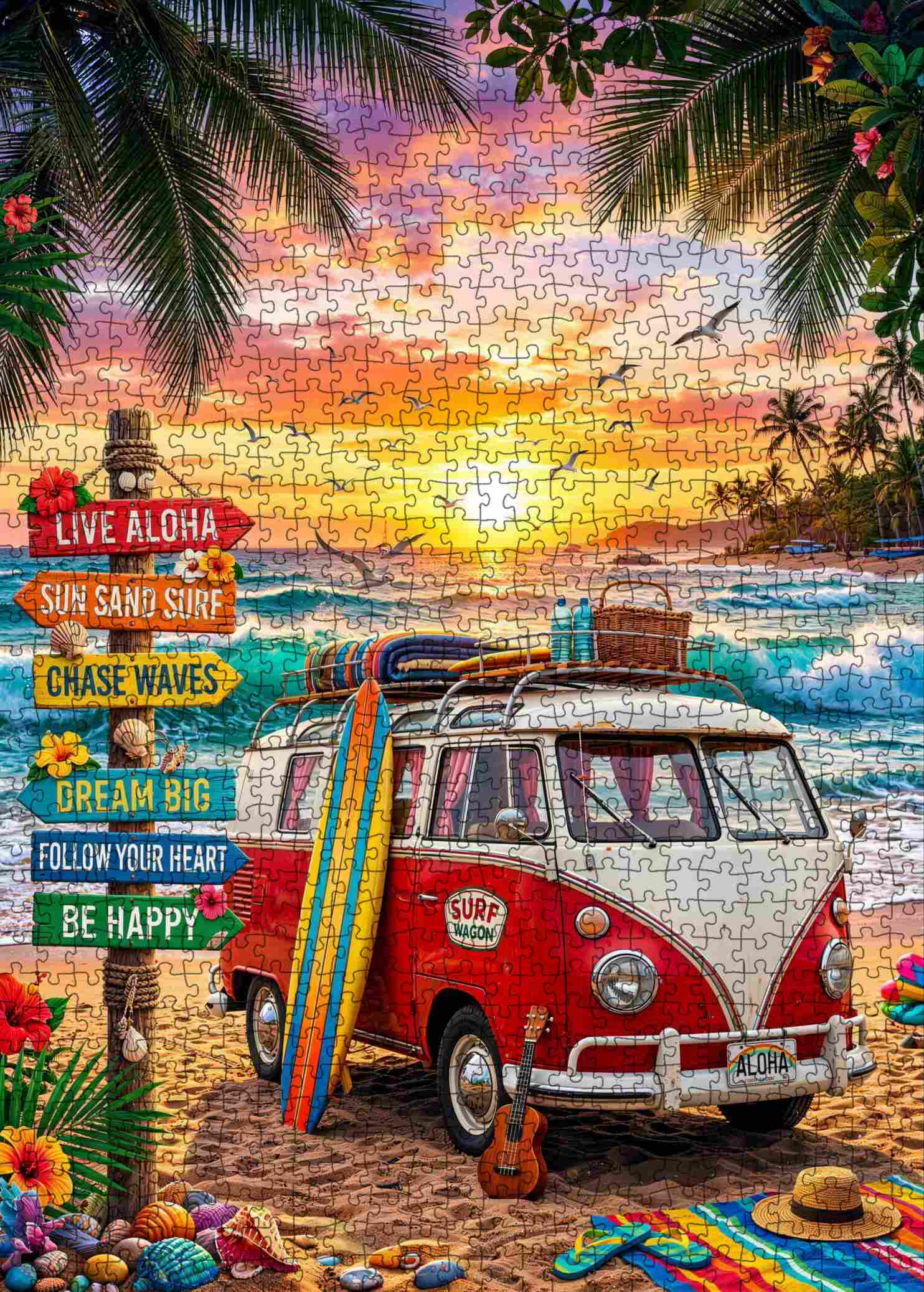 tucocoo-aloha-surf-wagon-sunset-puzzle-1000-teile-strand image 2