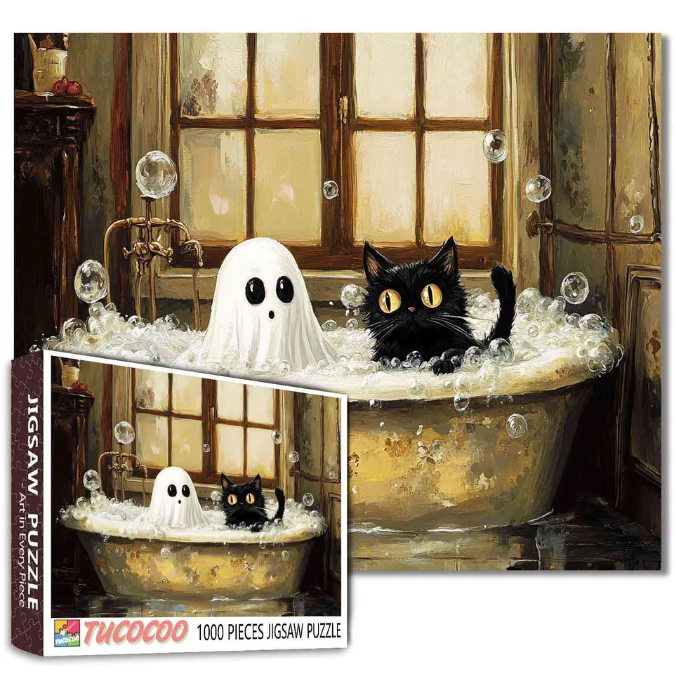 tucocoo-ghost-black-cat-bathtime-puzzle-1000-teile image 1