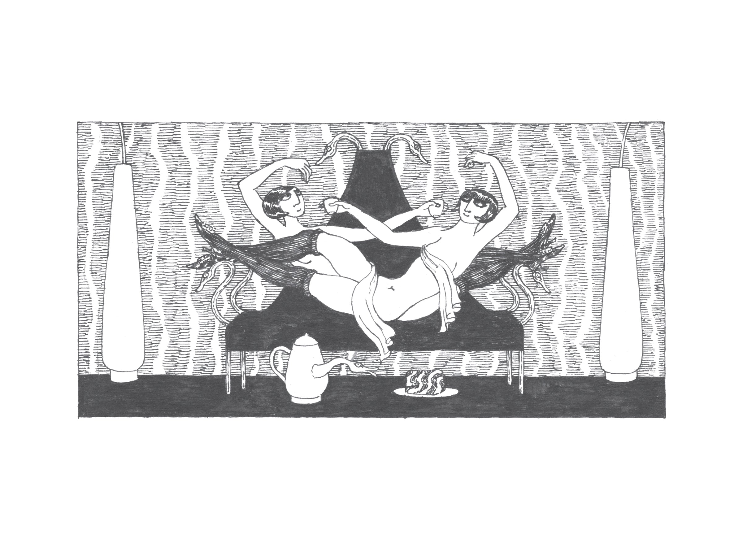 pomegranate-notecards-gorey-fraught-settee-klappkarten-schuber-humor image 3
