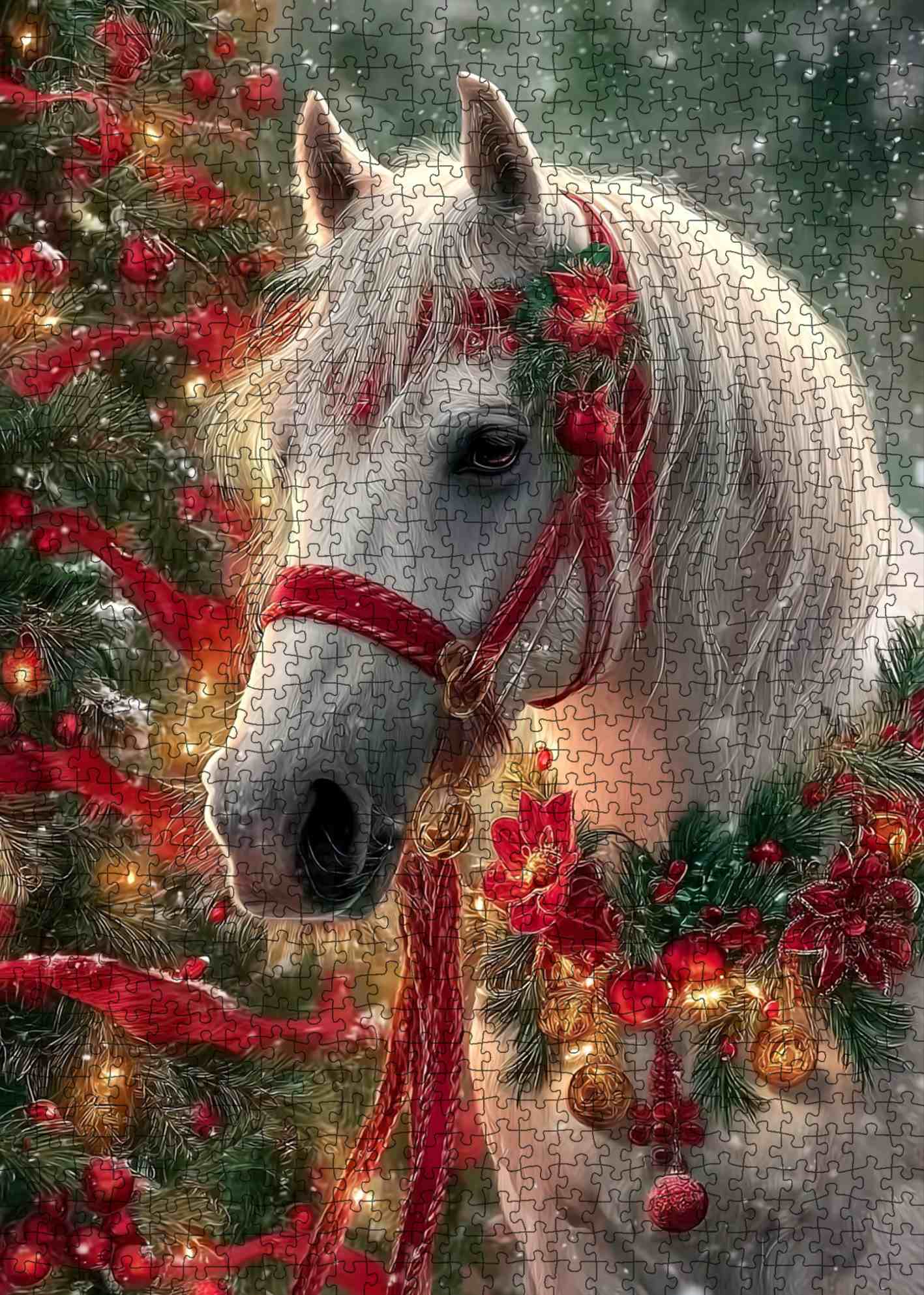 tucocoo-white-horse-christmas-garland-puzzle-1000-teile-weihnachten image 2