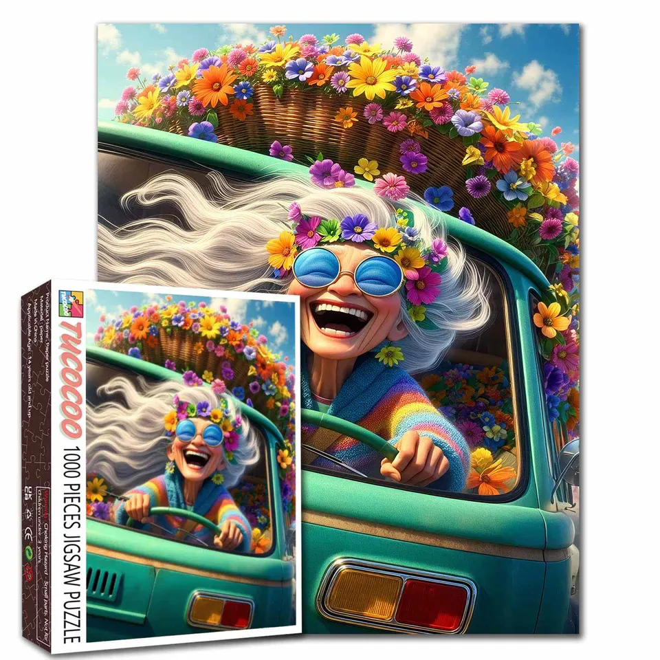 tucocoo-flower-power-road-trip-puzzle-1000-teile-auto image 1