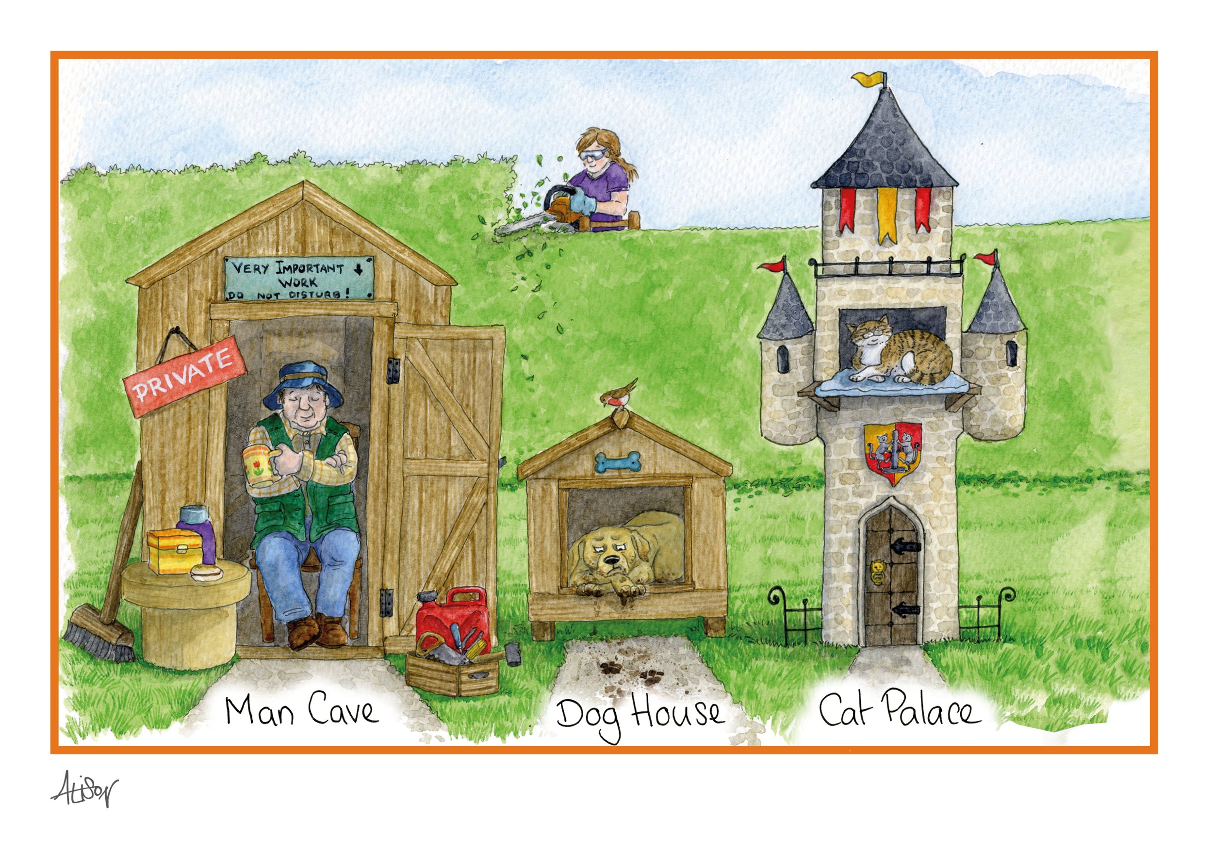otter-house-alison-s-animals-karte-hund-katze-man-cave-blanko image 1
