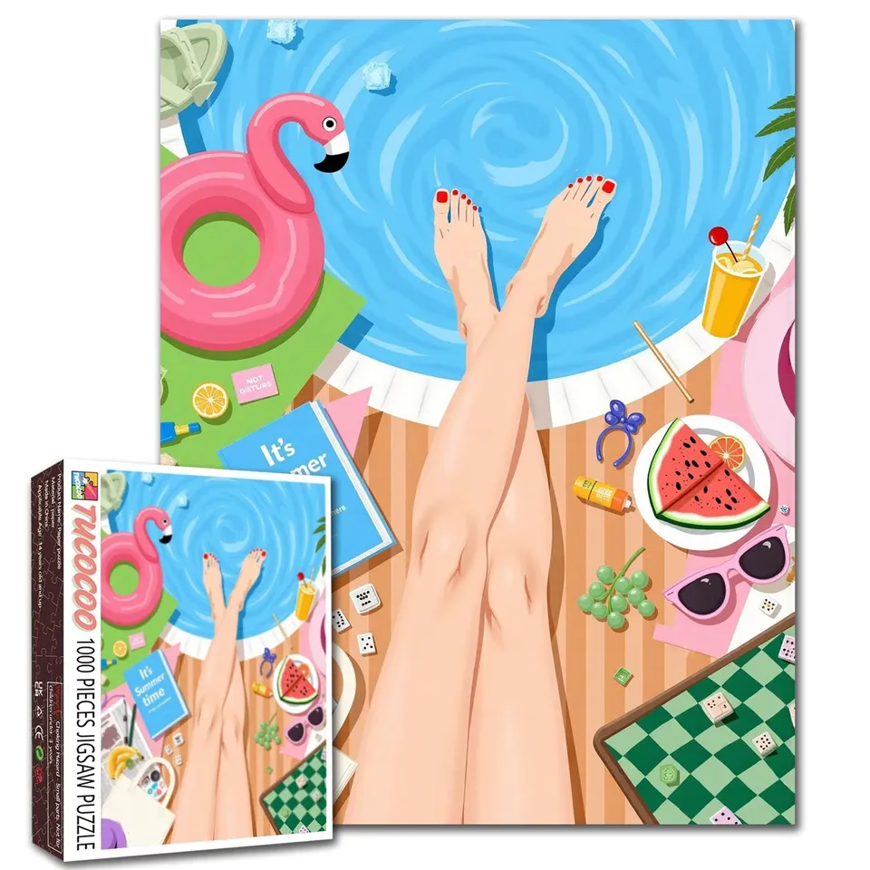 tucocoo-summer-poolside-relaxation-puzzle-1000-teile-sommer image 1