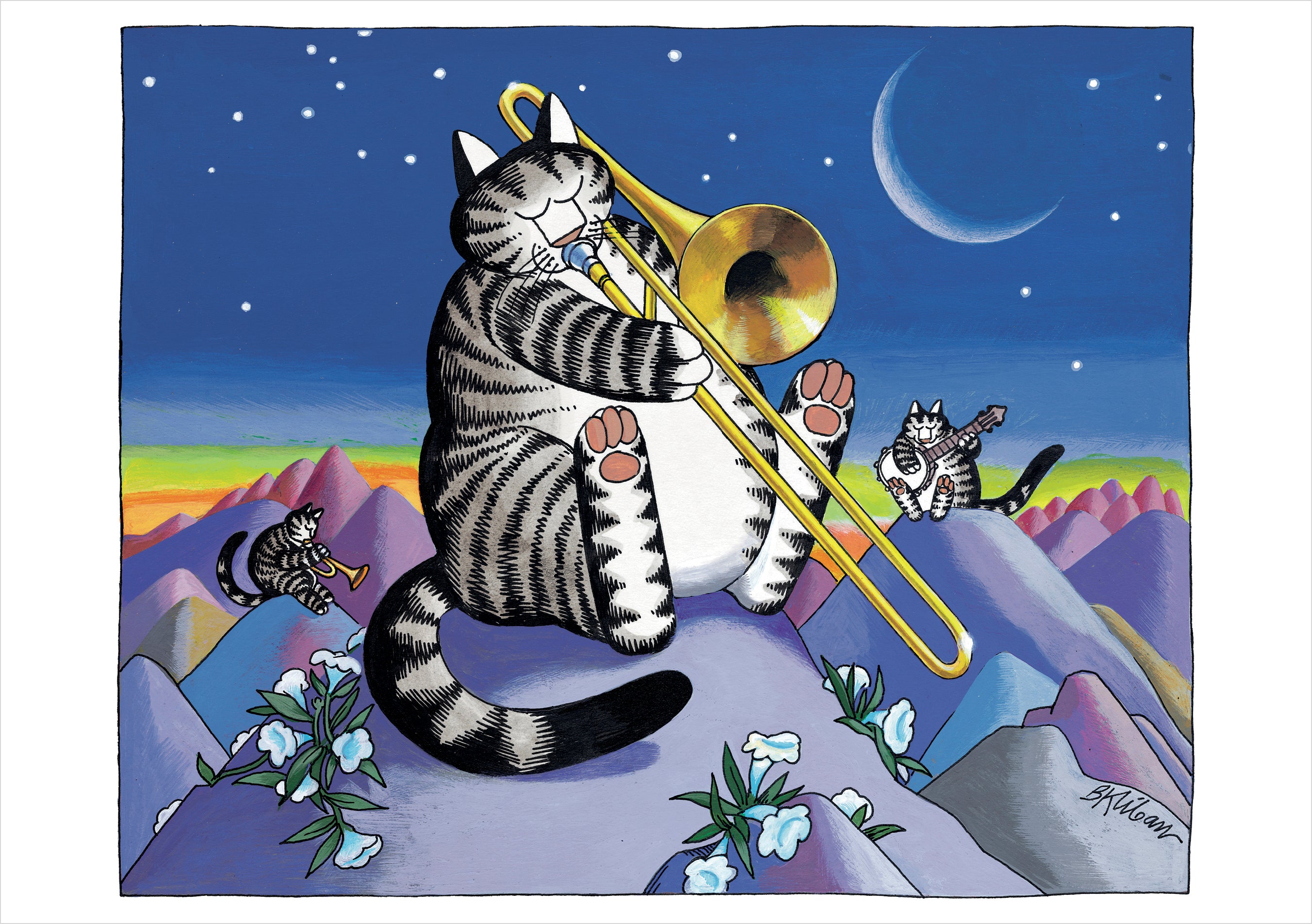 b-kliban-geburtstagskarte-moonlight-serenade-katzen-humor image 1