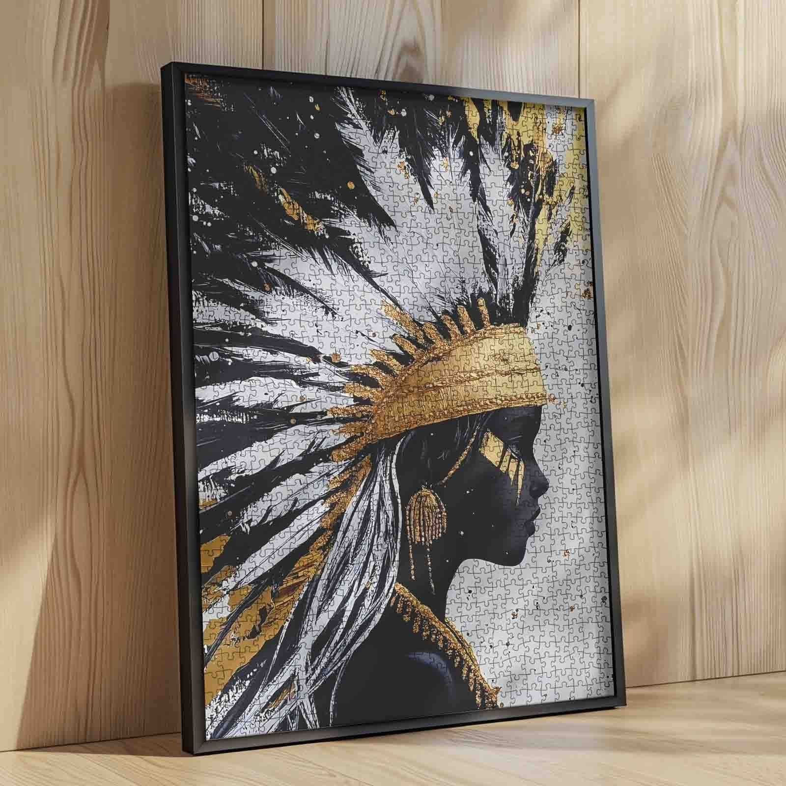 tucocoo-golden-feathered-headdress-puzzle-1000-teile-frau image 4