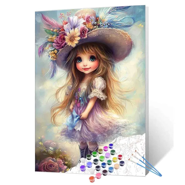 tucocoo-paint-by-numbers-floral-hat-girl-malen-nach-zahlen-40x50 image 1