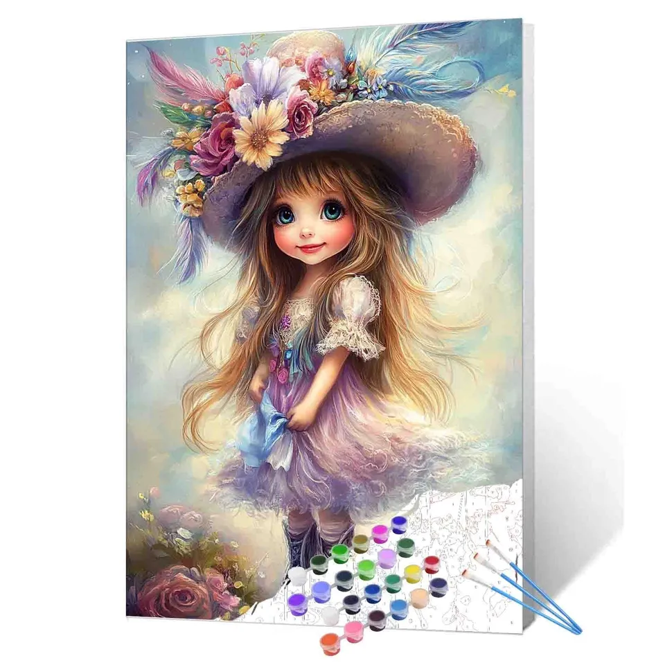 tucocoo-paint-by-numbers-floral-hat-girl-malen-nach-zahlen-40x50 image 1