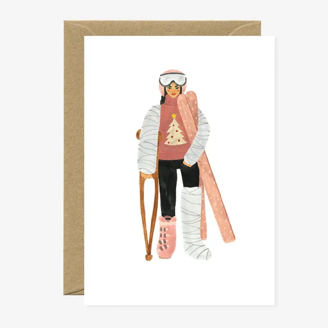 all-the-ways-to-say-ski-fail-woman-weihnachtskarte-a6-ski image 1