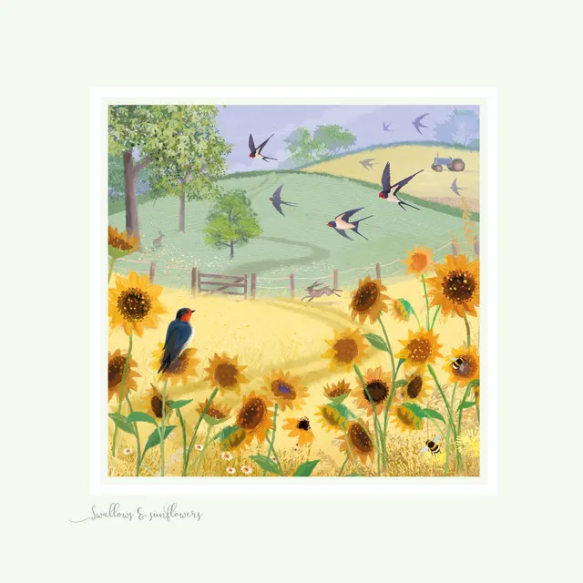 otter-house-heydays-grusskarte-schwalben-sonnenblumen image 1