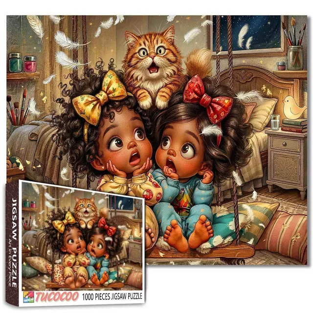 tucocoo-jigsaw-cozy-pillow-fight-girls-puzzle-1000-teile image 1