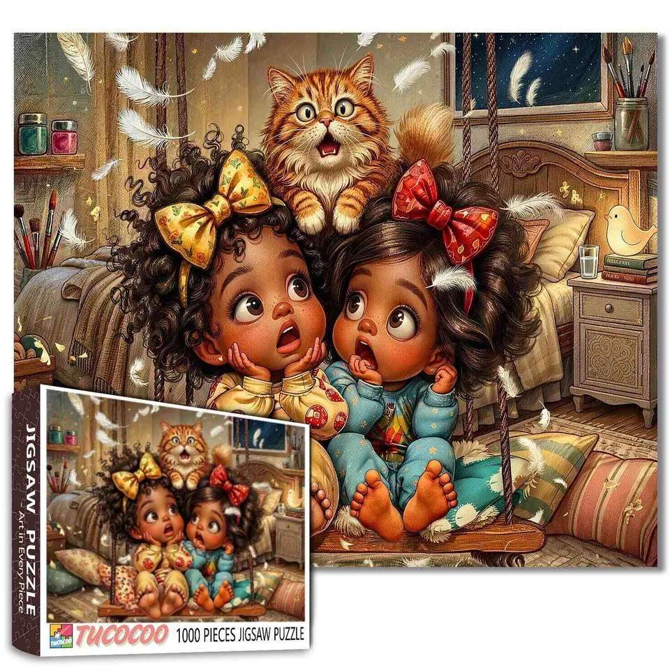 tucocoo-jigsaw-cozy-pillow-fight-girls-puzzle-1000-teile image 1